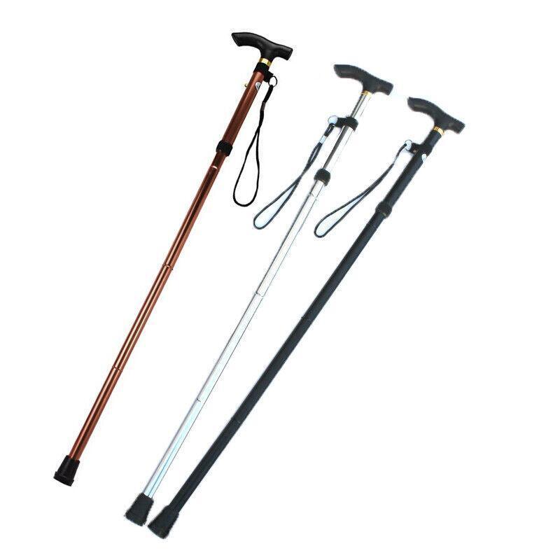 Folding Walking Stick Travel Cane Adjustable Height 82 to 92cm Aluminium Anti Slip - Brown V528-FOLDINGWALKINGSTICK-BRONZE-710920