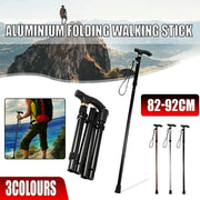 Folding Walking Stick Travel Cane Adjustable Height 82 to 92cm Aluminium Anti Slip - Silver V528-FOLDINGWALKINGSTICK-SILVER-718190