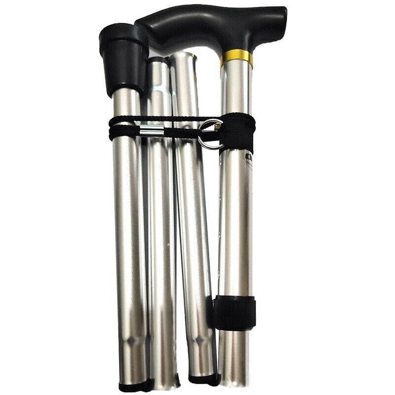 Folding Walking Stick Travel Cane Adjustable Height 82 to 92cm Aluminium Anti Slip - Silver V528-FOLDINGWALKINGSTICK-SILVER-718190