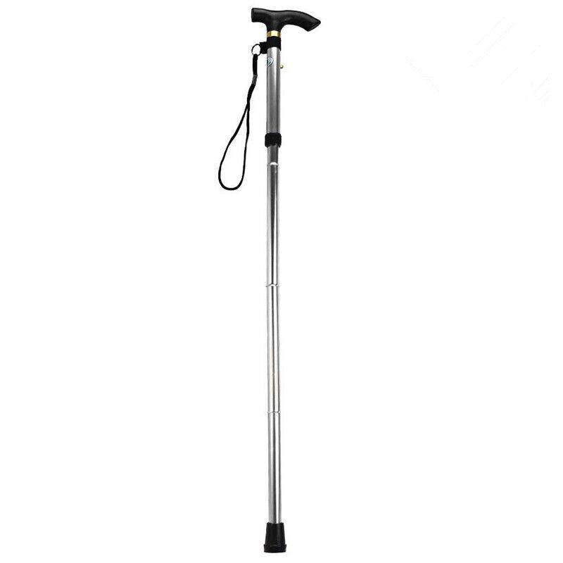 Folding Walking Stick Travel Cane Adjustable Height 82 to 92cm Aluminium Anti Slip - Silver V528-FOLDINGWALKINGSTICK-SILVER-718190