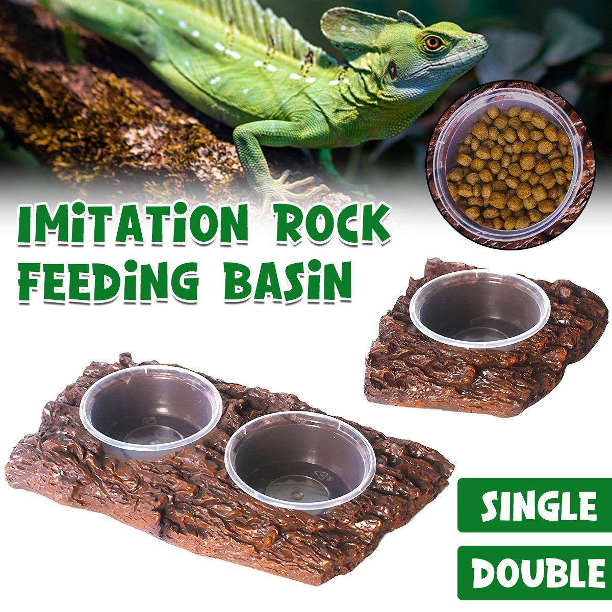 Resin Landscaping Reptiles Bowl Feeder Feeding Water Terrarium Bowls Geckos Dish - Single V528-FOOD-BOWL-SINGLE-449579