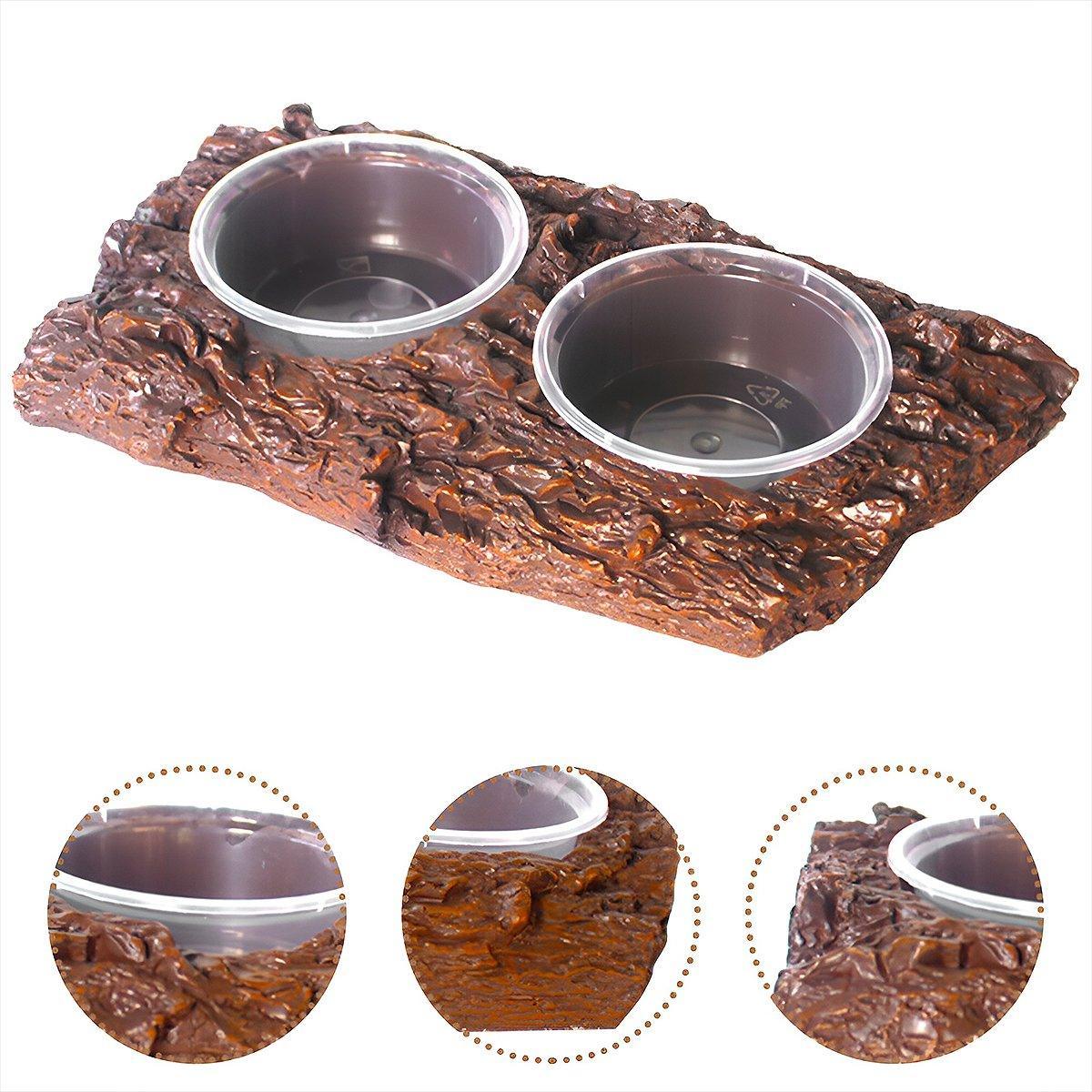 Resin Landscaping Reptiles Bowl Feeder Feeding Water Terrarium Bowls Geckos Dish - Single V528-FOOD-BOWL-SINGLE-449579