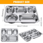 8pcs Stainless Steel Divided Dinner Plates Square Fast Food Plate for Students V528-FOOD-TRAY-8PCS-322976