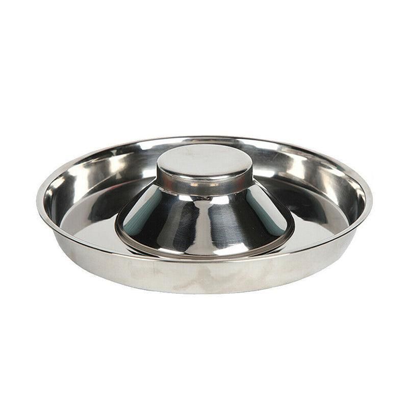 Stainless Steel Pet Bowl Slow Feeder Dish Puppy Dog Cat Food Feeding Weaning Bowl - L V528-FOODSTOPBASIN-L-896484