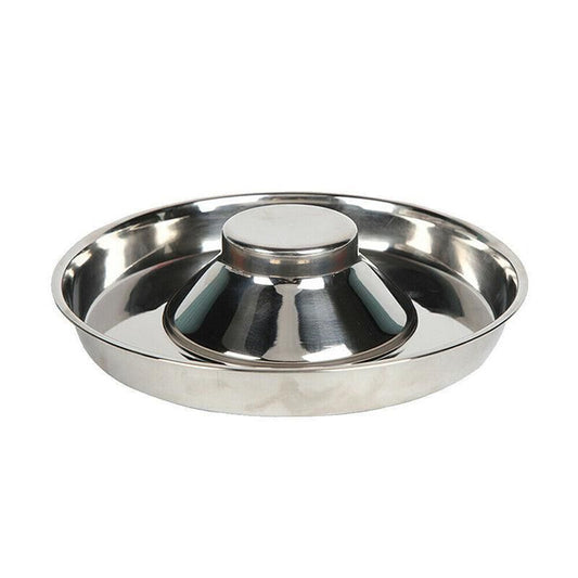 Stainless Steel Pet Bowl Slow Feeder Dish Puppy Dog Cat Food Feeding Weaning Bowl - L V528-FOODSTOPBASIN-L-896484