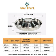 Stainless Steel Pet Bowl Slow Feeder Dish Puppy Dog Cat Food Feeding Weaning Bowl - M V528-FOODSTOPBASIN-M-896888
