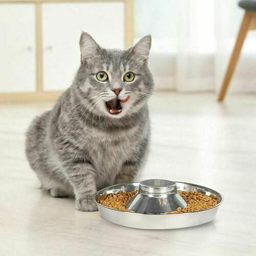 Stainless Steel Pet Bowl Slow Feeder Dish Puppy Dog Cat Food Feeding Weaning Bowl - M V528-FOODSTOPBASIN-M-896888