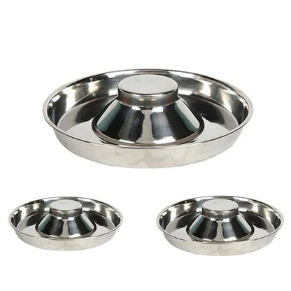 Stainless Steel Pet Bowl Slow Feeder Dish Puppy Dog Cat Food Feeding Weaning Bowl - S V528-FOODSTOPBASIN-S-86856