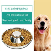 Stainless Steel Pet Bowl Slow Feeder Dish Puppy Dog Cat Food Feeding Weaning Bowl - S V528-FOODSTOPBASIN-S-86856