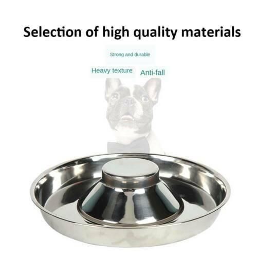 Stainless Steel Pet Bowl Slow Feeder Dish Puppy Dog Cat Food Feeding Weaning Bowl - S V528-FOODSTOPBASIN-S-86856