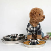 Stainless Steel Pet Bowl Slow Feeder Dish Puppy Dog Cat Food Feeding Weaning Bowl - S V528-FOODSTOPBASIN-S-86856
