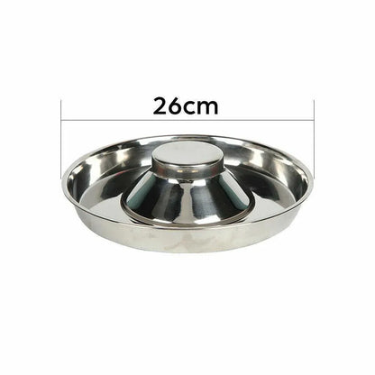 Stainless Steel Pet Bowl Slow Feeder Dish Puppy Dog Cat Food Feeding Weaning Bowl - S V528-FOODSTOPBASIN-S-86856