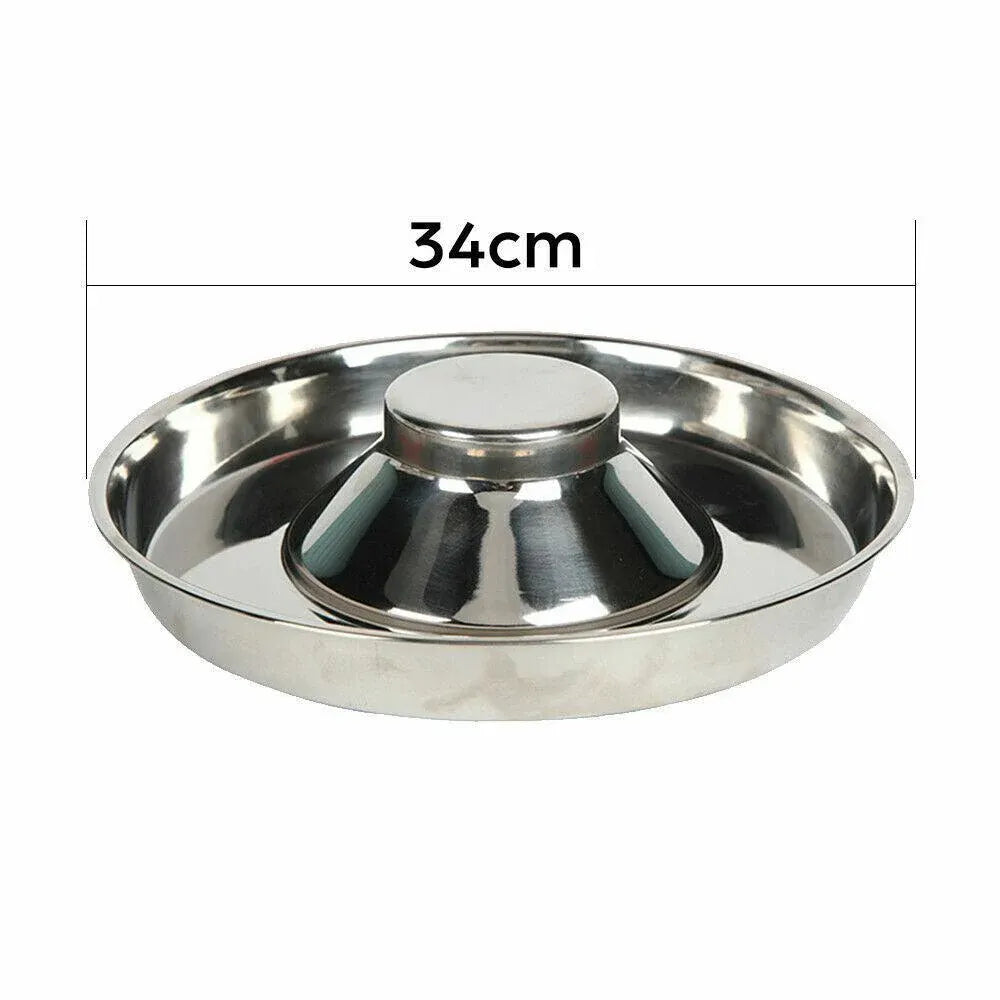 Stainless Steel Pet Bowl Slow Feeder Dish Puppy Dog Cat Food Feeding Weaning Bowl - S V528-FOODSTOPBASIN-S-86856