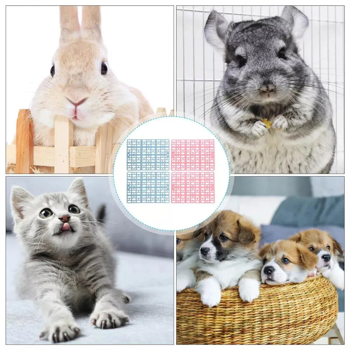 2pcs Rabbit Foot Mat Large Plastic Cage Mat for Guinea Pig Pet Cage Accessories - White V528-FOOT-PAD-WHITE-2PCS-904400