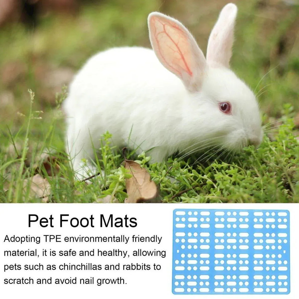 2pcs Rabbit Foot Mat Large Plastic Cage Mat for Guinea Pig Pet Cage Accessories - White V528-FOOT-PAD-WHITE-2PCS-904400
