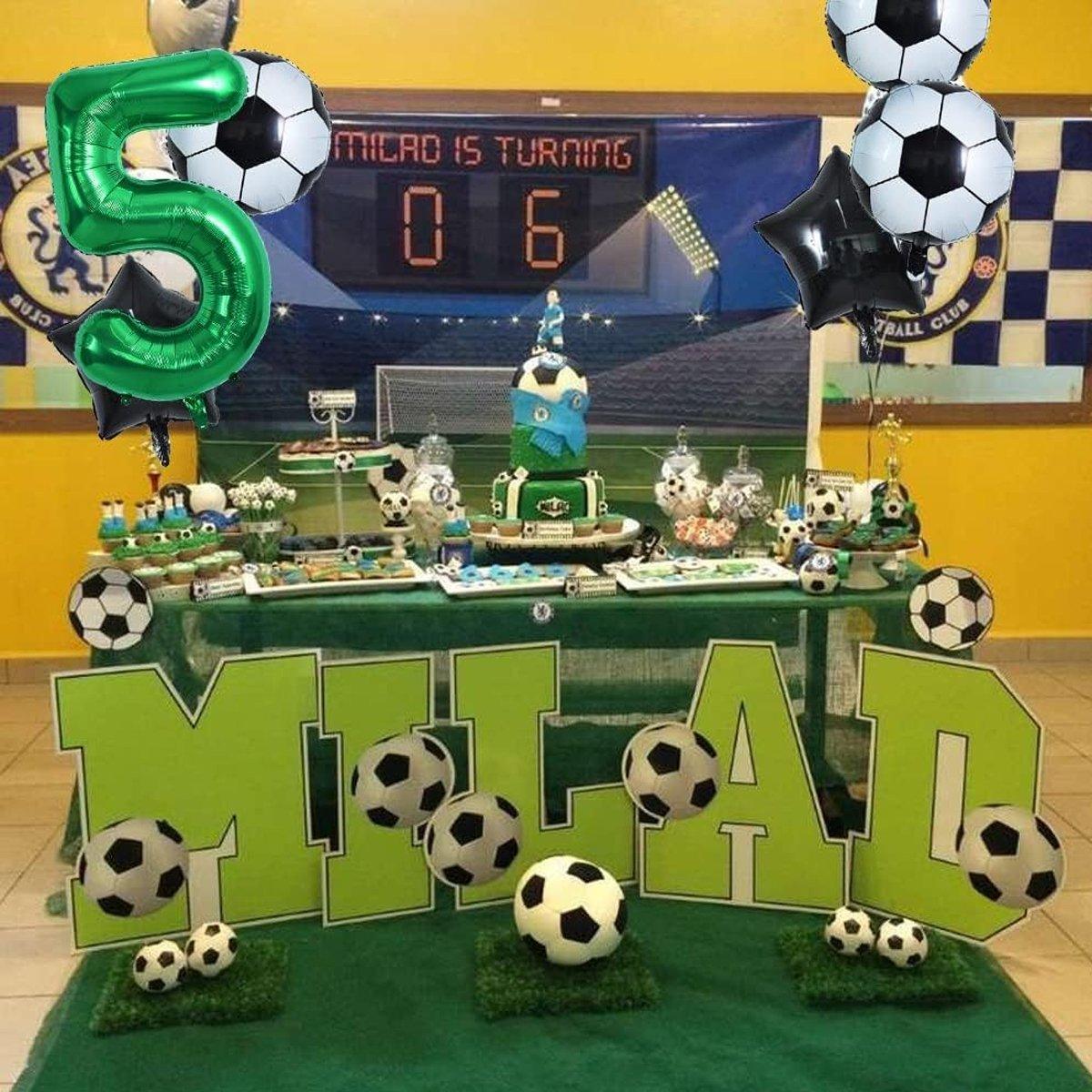 32 Inch Green Soccer Balloons 5 Pieces Set World Cup Birthday Party Decoration - 10 V528-FOOTBALL-BALLOON-10-845302