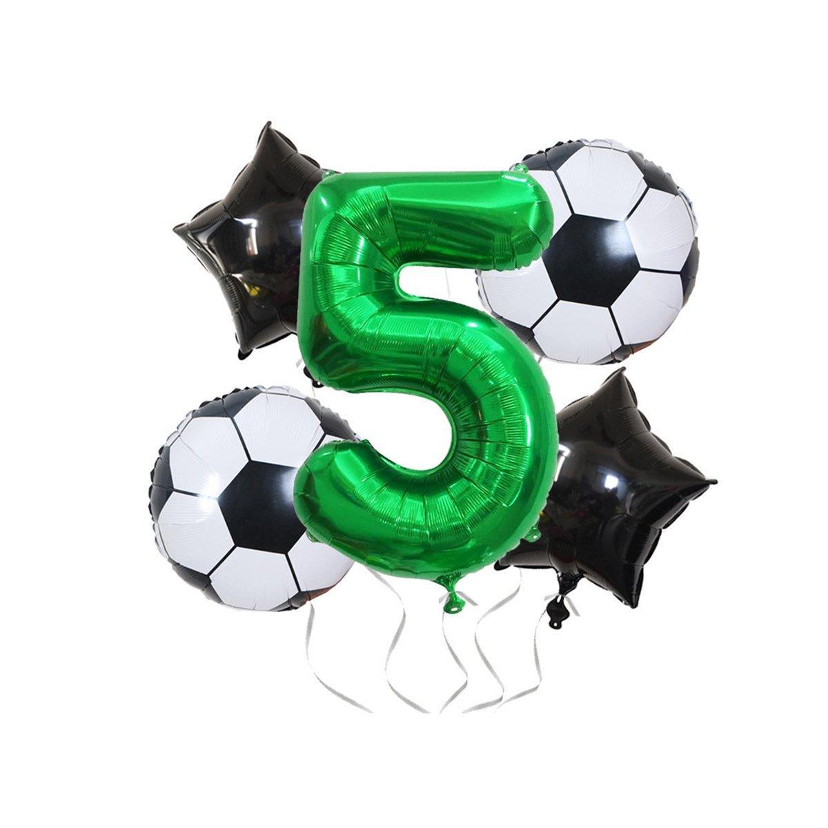 32 Inch Green Soccer Balloons 5 Pieces Set World Cup Birthday Party Decoration - 10 V528-FOOTBALL-BALLOON-10-845302