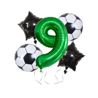 32 Inch Green Soccer Balloons 5 Pieces Set World Cup Birthday Party Decoration - 10 V528-FOOTBALL-BALLOON-10-845302