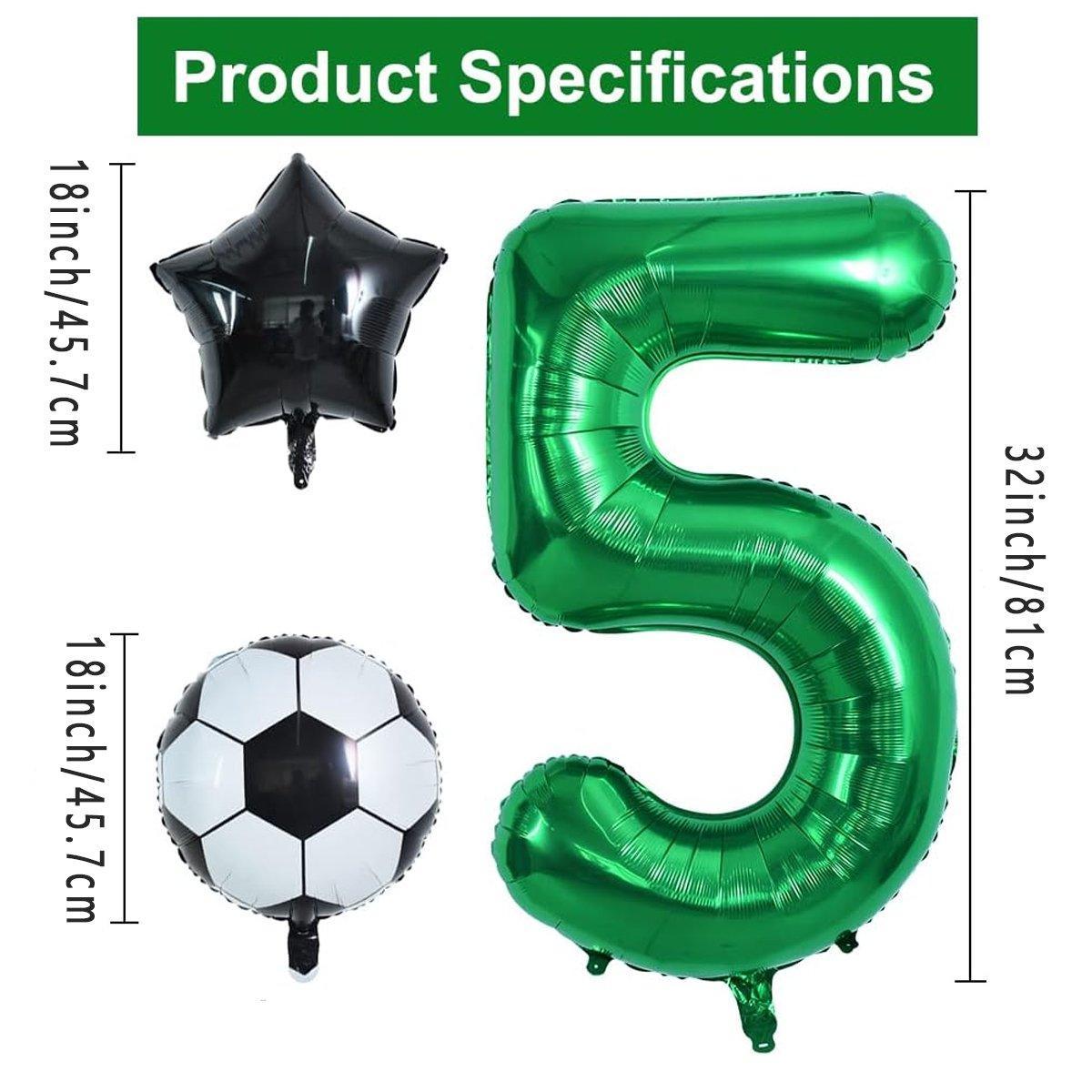 32 Inch Green Soccer Balloons 5 Pieces Set World Cup Birthday Party Decoration - 9 V528-FOOTBALL-BALLOON-9-182210