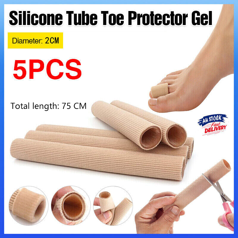 5Pcs Silicone Tube Toe Gel Protector Corn Relief Foot Pain Soft Cushion Pad Cap V528-FOOTPAIN-5PCS-249461