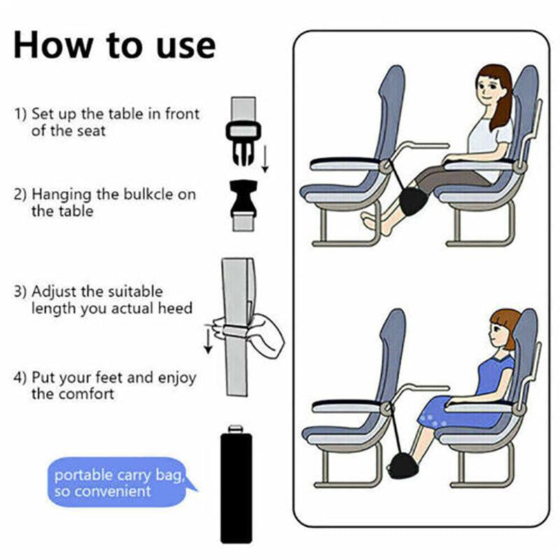 Travel Foot Rest Footrest Leg Pillow Airplane Flight Foam Cushion Sling Hammock V528-FOOTREST-BLACK-35400