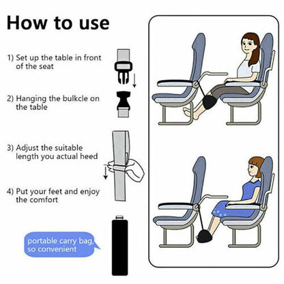 Travel Foot Rest Footrest Leg Pillow Airplane Flight Foam Cushion Sling Hammock V528-FOOTREST-BLACK-35400