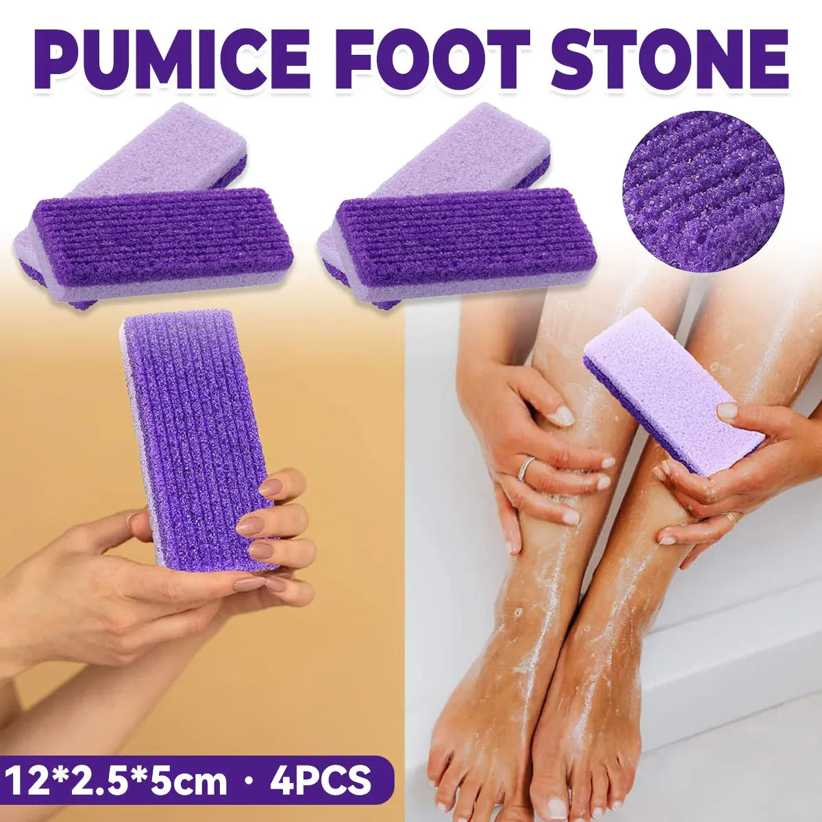 4X Pumice Foot Stone File Exfoliate Rasp Dead Skin Scrub Pedicure Remove Sands V528-FOOTRUBBINGSTONE-4PCS-31941