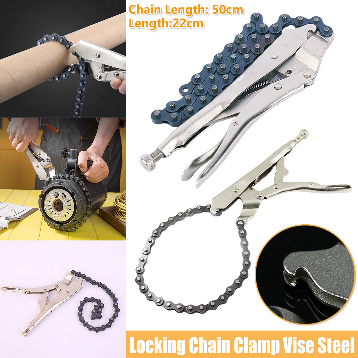 Chain Clamp Pliers Tool Multi Functional Fixed Grip Forceps Repair Maintenance V528-FORCEPS-9INCH-874057
