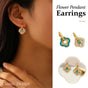 New Chinese Style Multi-Wear Natural Shell Four-Leaf Clover Earrings for Women V528-FOUR-LEAF-CLOVER-701396