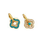 New Chinese Style Multi-Wear Natural Shell Four-Leaf Clover Earrings for Women V528-FOUR-LEAF-CLOVER-701396