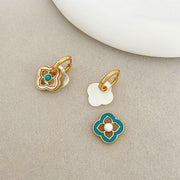New Chinese Style Multi-Wear Natural Shell Four-Leaf Clover Earrings for Women V528-FOUR-LEAF-CLOVER-701396