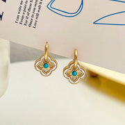 New Chinese Style Multi-Wear Natural Shell Four-Leaf Clover Earrings for Women V528-FOUR-LEAF-CLOVER-701396