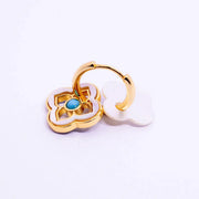 New Chinese Style Multi-Wear Natural Shell Four-Leaf Clover Earrings for Women V528-FOUR-LEAF-CLOVER-701396
