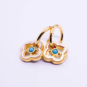 New Chinese Style Multi-Wear Natural Shell Four-Leaf Clover Earrings for Women V528-FOUR-LEAF-CLOVER-701396