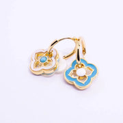 New Chinese Style Multi-Wear Natural Shell Four-Leaf Clover Earrings for Women V528-FOUR-LEAF-CLOVER-701396