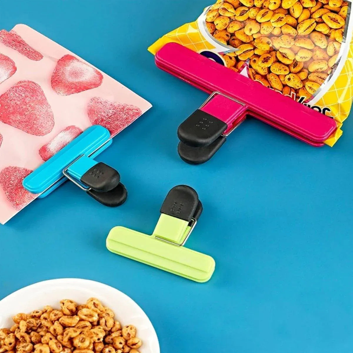 12pcs Plastic Bag Clips Food Storage Sealing Clips Snack Sealer Multi Purpose V528-FRESH-KEEPING-CLIP-12PCS-469200
