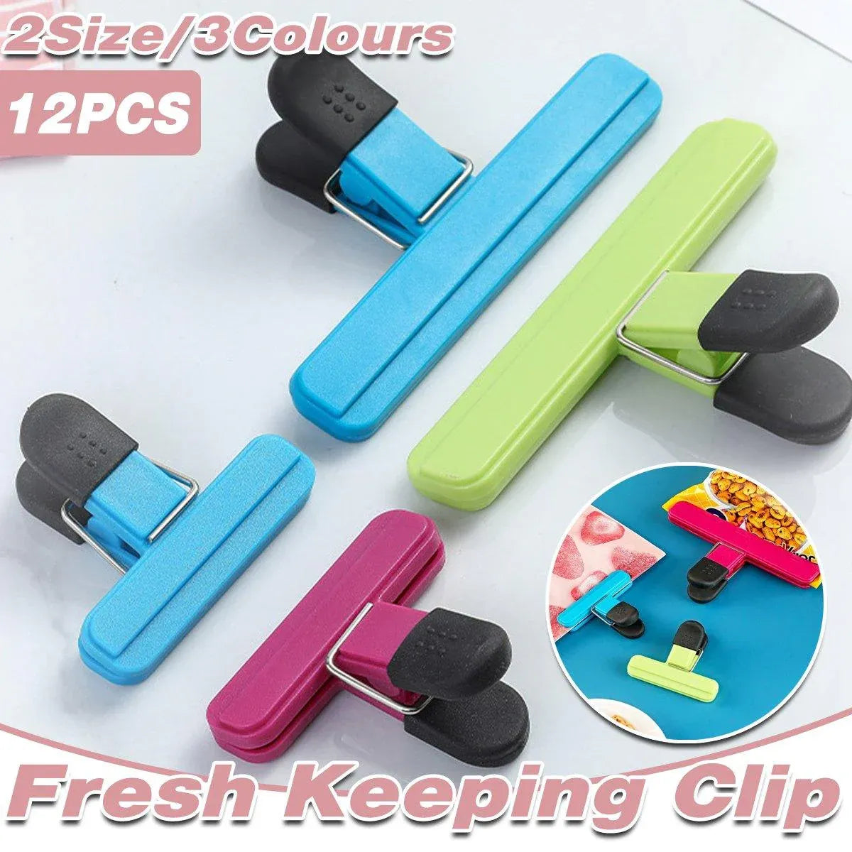 12pcs Plastic Bag Clips Food Storage Sealing Clips Snack Sealer Multi Purpose V528-FRESH-KEEPING-CLIP-12PCS-469200