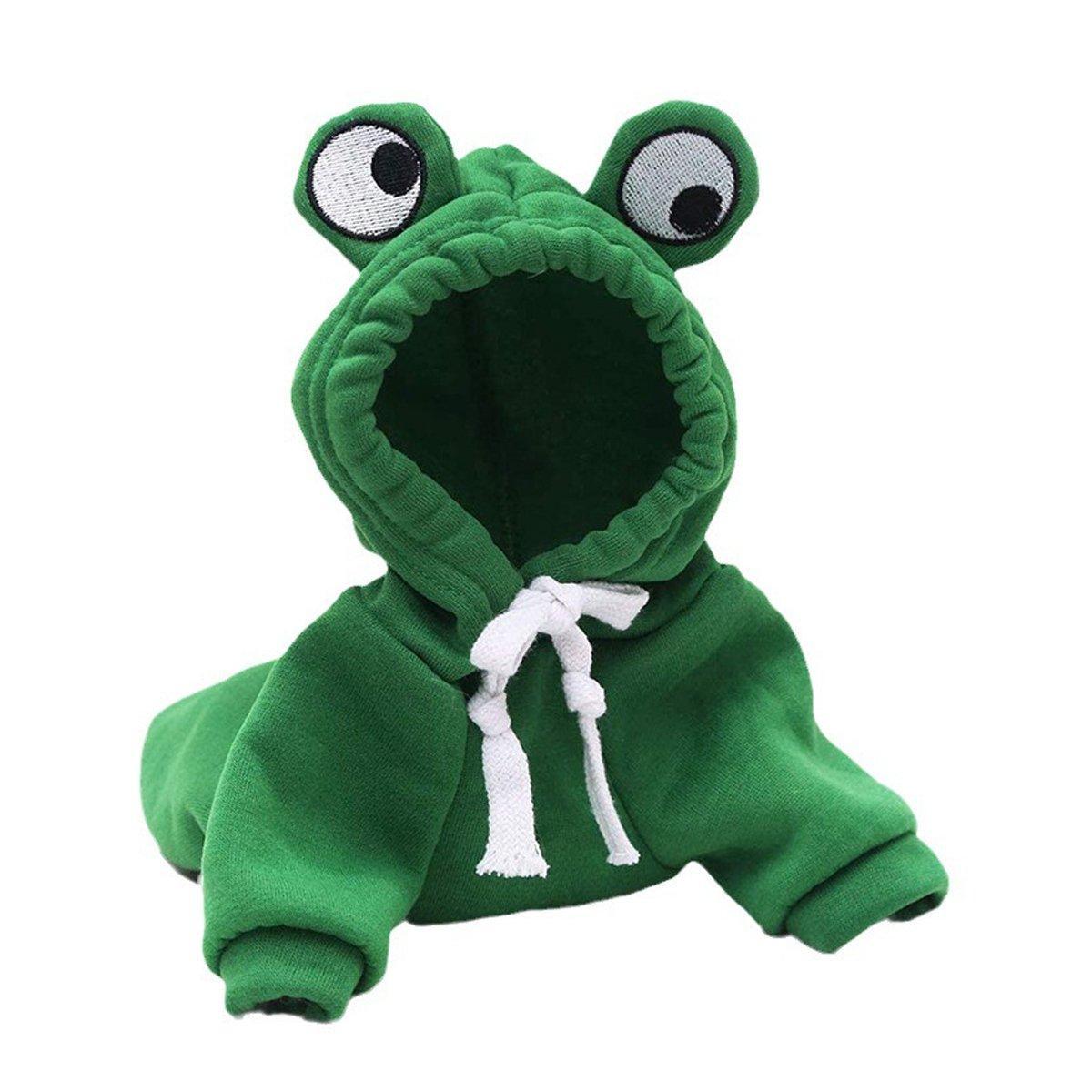 Warm Hooded Cartoon Frog Pet Clothes for Dogs and Cats Autumn Winter Vest - XL