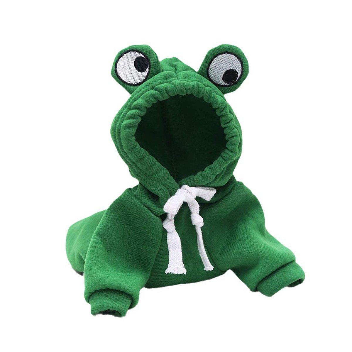 Warm Hooded Cartoon Frog Pet Clothes for Dogs and Cats Autumn Winter Vest - XL