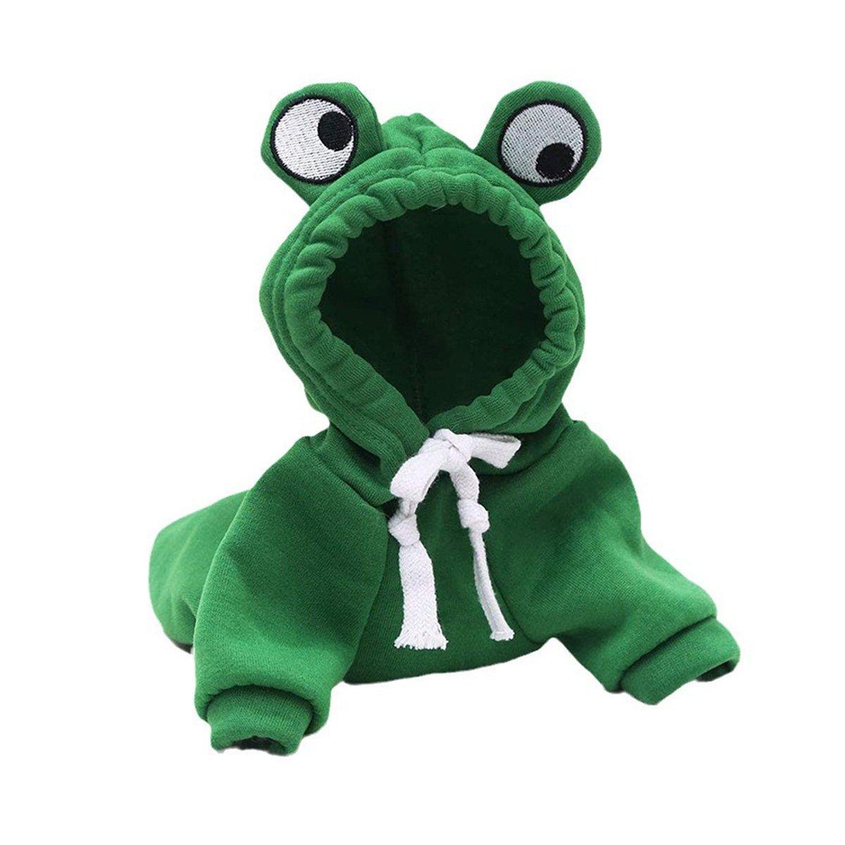 Warm Hooded Cartoon Frog Pet Clothes for Dogs and Cats Autumn Winter Vest - XL
