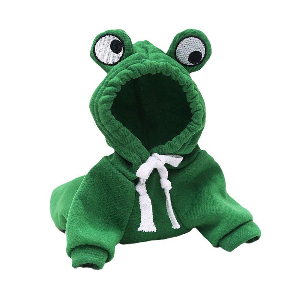 Warm Hooded Cartoon Frog Pet Clothes for Dogs and Cats Autumn Winter Vest - XL