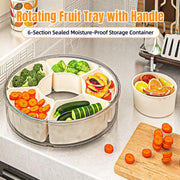 Six Compartment Rotary Fruit Plate Portable Round Snack Box with Lid for Home V528-FRUIT-479785