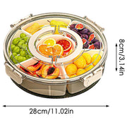 Six Compartment Rotary Fruit Plate Portable Round Snack Box with Lid for Home V528-FRUIT-479785