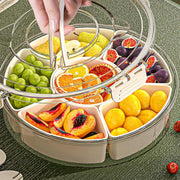 Six Compartment Rotary Fruit Plate Portable Round Snack Box with Lid for Home V528-FRUIT-479785