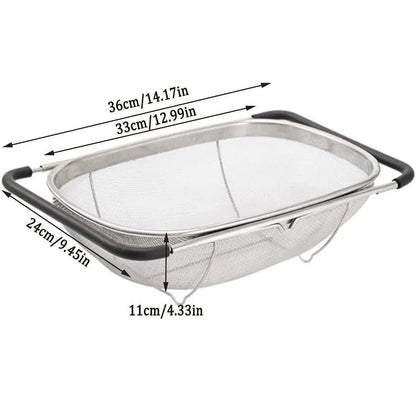 Stainless Steel Telescopic Sink Basket Multi Purpose Fruit Vegetable Strainer V528-FRUIT-BASKET-824570