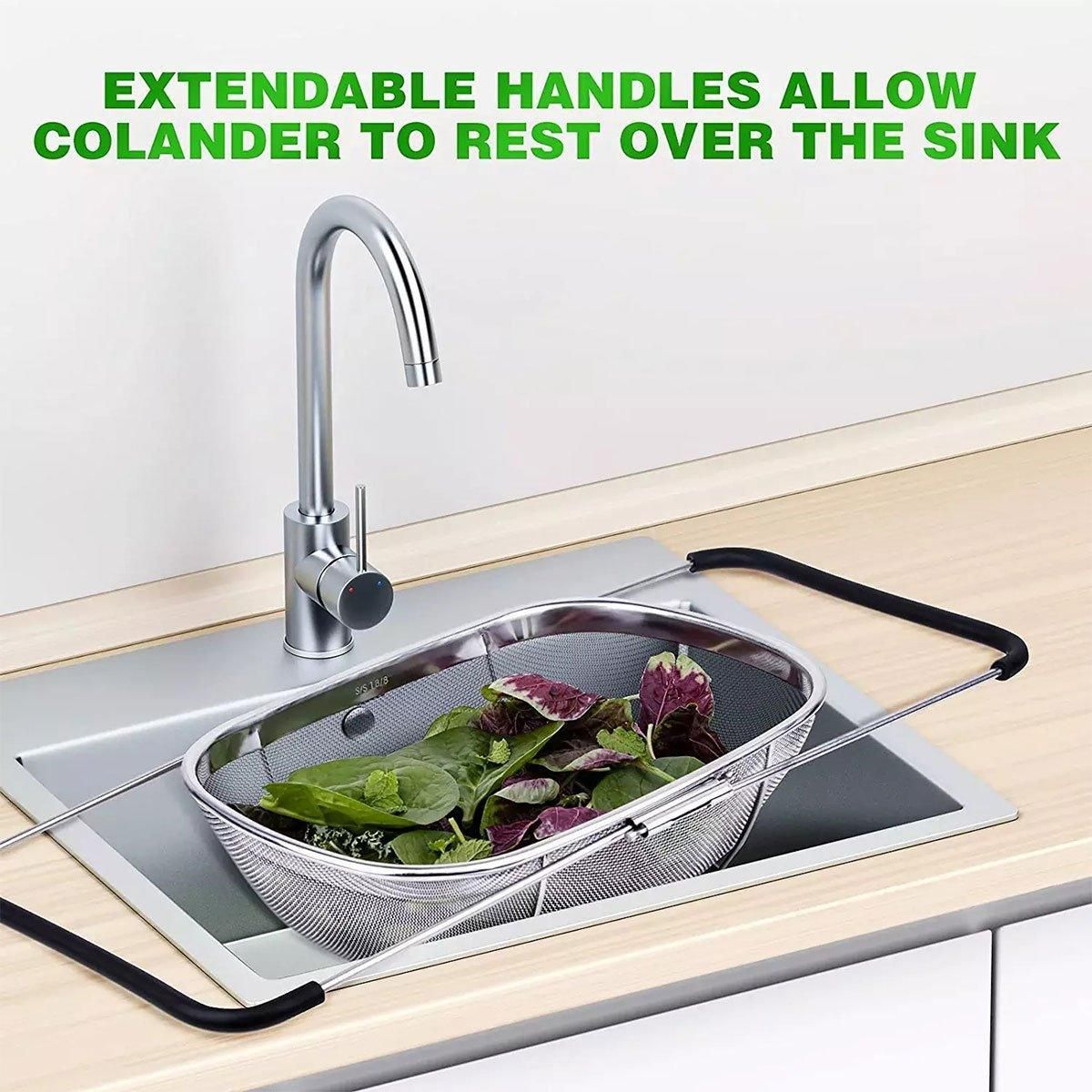 Stainless Steel Telescopic Sink Basket Multi Purpose Fruit Vegetable Strainer V528-FRUIT-BASKET-824570