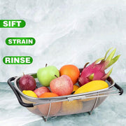 Stainless Steel Telescopic Sink Basket Multi Purpose Fruit Vegetable Strainer V528-FRUIT-BASKET-824570