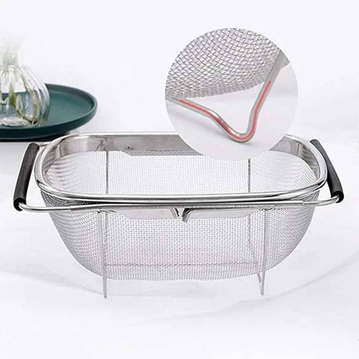 Stainless Steel Telescopic Sink Basket Multi Purpose Fruit Vegetable Strainer V528-FRUIT-BASKET-824570