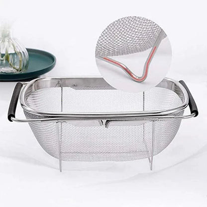 Stainless Steel Telescopic Sink Basket Multi Purpose Fruit Vegetable Strainer V528-FRUIT-BASKET-824570