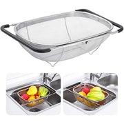 Stainless Steel Telescopic Sink Basket Multi Purpose Fruit Vegetable Strainer V528-FRUIT-BASKET-824570